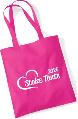 Produktbild von Huuraa Jutebeutel Stolze Tante 2026 Herz 10 Liter Fuchsia Baumwolle Tasche Geschenkidee