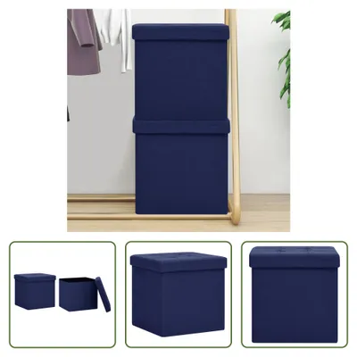 Produktbild von The Living Store Hocker mit Stauraum 2 Stk. Blau Leinenoptik