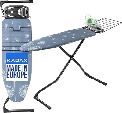 Image de Grande planche à repasser de 120x42 cm - Table à repasser stable, idéale pour les centrales vapeur, pliable, avec réglage de la hauteur, équipée d'un support résistant à la chaleur pour le fer à repasser et d'un tiroir coulissant
