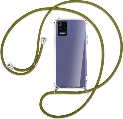 Produktbild von Handykette Backcover-Schutzhülle mit Band (Metall silberfarben) für LG K52 / K62 / Q52 - khaki