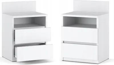 Produktbild von Nachttisch 2er Set 40x59x32cm - Nachttischschrank für Schlafzimmer - Nachtkommode mit Schubladen - Beistellschrank - Schlafzimmer Nachttisch Weiß Matt