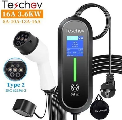 Zdjęcie produktu dla Kabel do ładowania samochodów elektrycznych, 3,5 kW, 16A, Typ 2 - długość 3,5 metra - przenośny
