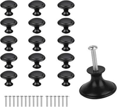 Produktbild von Schrankgriff 16 Möbelknöpfe, 23 mm, Schubladengriffe und Schranktüren, Griffe für Küchenschränke, Schwarz Vintage mit Schrauben, Knöpfe für Schränke u