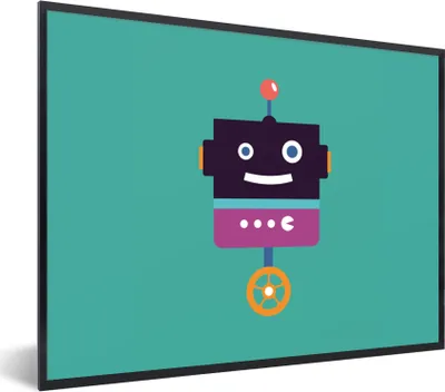 Produktbild von MuchoWow® Gerahmtes Poster Roboter - Rad - Lila - Grün - Jungen - Kinder 40x30 cm - Poster mit Schwarzem Bilderrahmen Wandposter Rahmen Foto Bilder - Kunstposter - Wanddekorationen