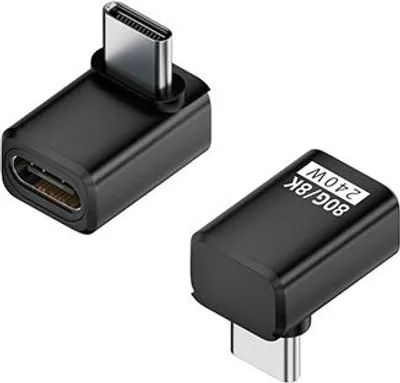 Produktbild von INF 240W 80Gbps USB-C Adapter Stecker auf Buchse - Winkel (2er-Pack) Schwarz