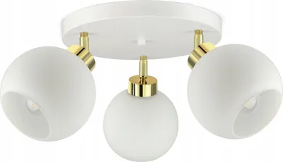 Produktbild von LUXOLAR - LED Deckenleuchte 3 flammig Weiß Gold E27 60 W - Deckenlampe Schwenkbar für Wohnzimmer, Küchen - Klassisches Design, Weiß Glas Kugeln