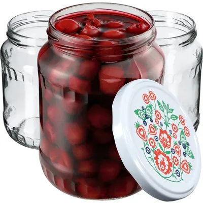 Obrázok produktu pre KADAX zaváracie poháre s viečkom "Jukka", poháre na džem, zaváracie poháre, 720 ml, folklór, 48 kusov