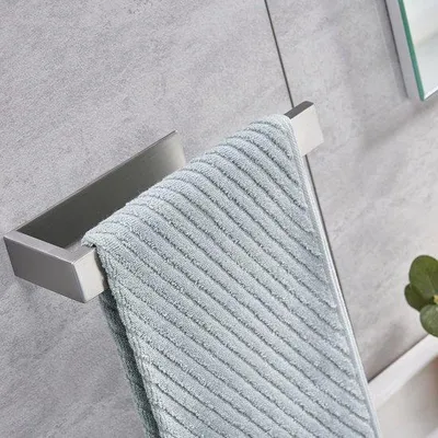 Obrázek produktu pro Magnetické držáky na ručníky do koupelny z nerezové oceli – samolepicí – kartáčovaný povrch – stříbrné – bez vrtání