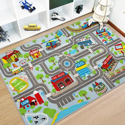 Produktbild von Bildungsorientierter Kinderteppich mit Verkehrswegen-Motiv