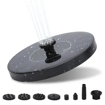 Image de Jiubiaz Fontaine solaire Pompe solaire pour étang Pompe à eau de jardin Pompe solaire avec panneau solaire monocristallin 1.5W Décoration flottante pour jardin Petit étang Bassin pour oiseaux Récipient pour poissons Piscine