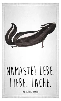 Produktbild von Mr. & Mrs. Panda Handtuch Stinktier Yoga - Weiß - Geschenk, Liebe, Mini-Handtuch, Skunk, Gästetuch, Namaste, baumwolle, Raubtier, badezimmer, Wildtier, Klein