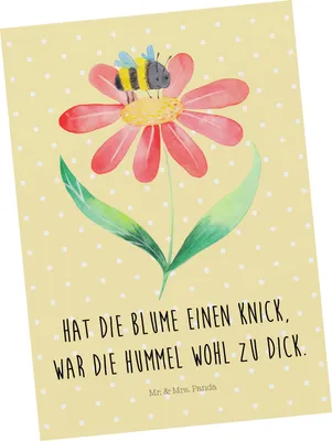 Produktbild von Mr. & Mrs. Panda Postkarte Hummel Blume - Gelb Pastell - Geschenk, Postkarten, Feld, Ansichtskarten, Wespe, Lustige Sprüche, Biene, Fotokarte, Ansichtskarte, Hummeln