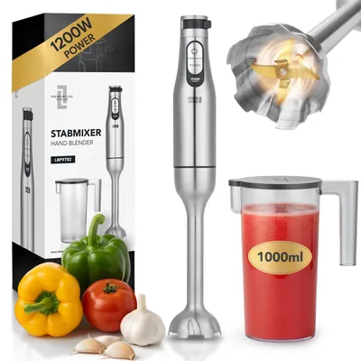 Imagen del producto de LEBENLANG Batidora de inmersión premium de 1200W, acero inoxidable, incluye vaso medidor de 1000 ml