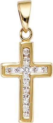Produktbild von JOBO Anhänger Kreuz 333 Gold Gelbgold 12 Zirkonia
