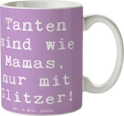 Produktbild von Mr. & Mrs. Panda Kaffeebecher Spruch Glitzernde Tante - Lavendeltraum - Geschenk, Nichte, Becher, Freude, Tasse, Familie, Pott, Teetasse, herzerwärmende Sprüche, für