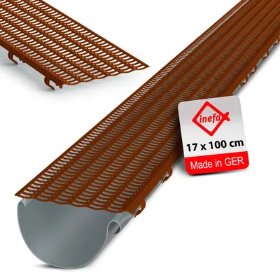 Produktbild von INEFA Laubfangstreifen 100cm, NW100-150, Braun, Dachrinnen Laubschutz, Dachrinnenschutz Dachrinnenabdeckung Regenrinnen Laubschutz, Laubfanggitter Laubnetz Dachrinnengitter, Laubschutz Dachrinne