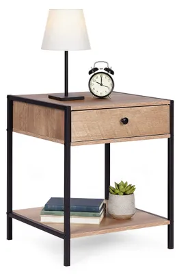 Obrázek produktu pro ModernHome CTG404050 Noční stolek se zásuvkou a policí 40 x 50 cm, světlý dub