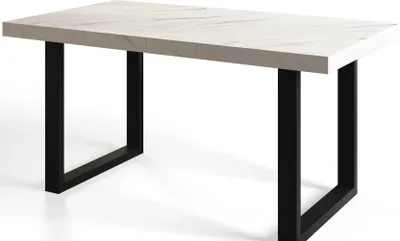 Produktbild von Alpi Moebel, Rechteckig Esstisch Loft-U, Ausziehbarer Tish 140-240x80x77 cm, Marmur mit Schwarz Metallbeinen