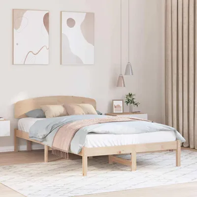 Image de Maison Exclusive - Cadre de lit avec tête de lit Nature 140 x 190 cm Bois de pin massif