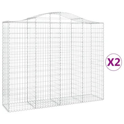 Imagen del producto de vidaXL Muros de contención tipo gavión con arco, 2 unidades, 200x50x160/180 cm, hierro galvanizado