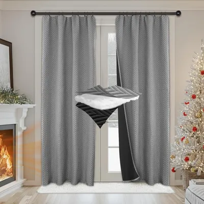 Velours-Vorhang 2er-Set, H 260 x B 140 cm, grau, wärmeisolierend