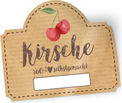 Produktbild von itenga 50 x Marmeladen Etikett Kirsche 4,5x3,8cm 100% selbstgemacht Sticker