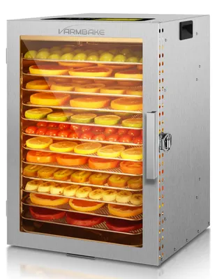 Dörrgerät, 12 Edelstahl-Einschübe, 800 W, 190 °C, 24 h Timer