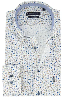 Produktbild von Hemd Giordano weiß bedruckt langer Arm Baumwolle gelb blau