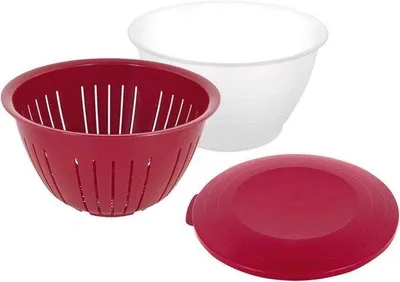 Produktbild von Salatschüssel Set mit Deckel und Sieb - 4,4L Kunststoff BPA-frei
