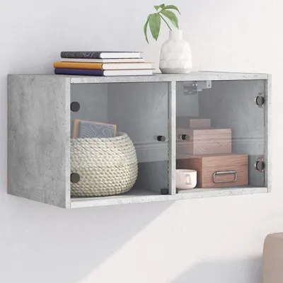 Produktbild von Wandschrank mit Glastüren Betongrau 68,5x37x35 cm, Kommoden 836503