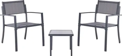 Obrázek produktu pro BELIANI Bistro set tmavě šedá ocelová souprava pro 2 osoby s konferenčním stolkem v industriálním moderním stylu na balkon