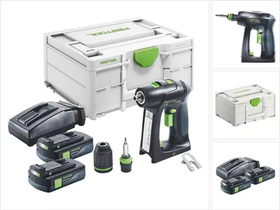 Produktbild von Festool C 18-Basic Akku Bohrschrauber 18 V 45 Nm Brushless + 2x Akku 3,0 Ah + Ladegerät + Systainer