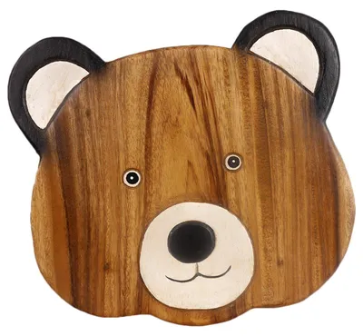 Produktbild von Tokoindah Kinderhocker Teddy – Schemel aus Massivholz, in Handarbeit gefertigt & bemalt, runder Sitzhocker fürs Kinderzimmer