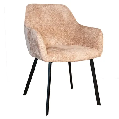 Zdjęcie produktu dla Krzesło do jadalni z podłokietnikami, obite tkaniną chenille w kolorze taupe