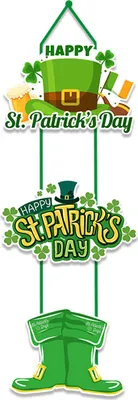 Produktbild von Türschild St. Patrick's Day Ornament mit Schlüsselband Kreative Form Klassische Farbe Kleeblatt Hängender Anhänger Wandkunst Nachbildung B