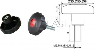 Obrázok produktu pre Pokrętło Gwiazdkowe Pok 03 Fi 50 M10*48 Pp 837