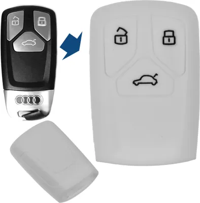 Produktbild von Auto Schlüssel Hülle Silikon Schutz Cover Weiß kompatibel mit Audi A4 S4 Q7 Q5 TT RS A5 S5 3 Tasten Smartkey