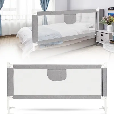 Produktbild von Jopassy Bettgitter Bettschutzgitter Kinderbettgitter Babybettgitter 180 x 80 cm EXTRA HOCH Gitter Kinderbett Fallschutz Bett Darkgray