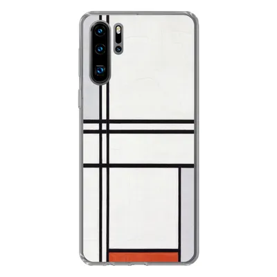Produktbild von MuchoWow® Handyhülle Schutzhülle Hülle für Huawei P30 Pro Komposition 1 mit Rot und Grau - Piet Mondrian Silikon Softcase Handy Hülle - Schutzdeckel
