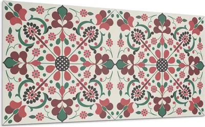 Produktbild von Blumenmuster Mit Symmetrie – Selbstklebende Fliesen – Wandverkleidung – Wandpaneel – PVC Fliesen – Vinylflisen – PCV Flisen – Selbstklebend – Wanddeko – 6 Stück 60 x 30 cm