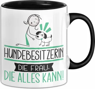 Produktbild von Hundebesitzerin Geschenk Tasse Becher Die Frau Die Allen Kann Geschenkidee für eine Hundebesitzerin Lustig (Schwarz)