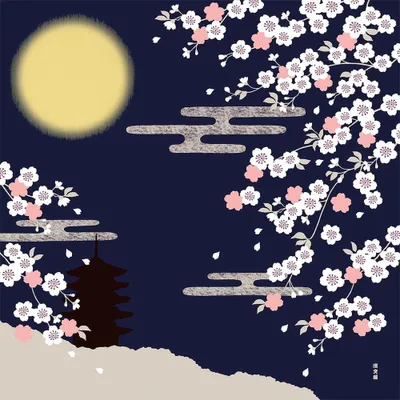 Furoshiki-Wickeltuch, Kirschblüten, 50 x 50 cm, Katoen