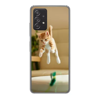Produktbild von MuchoWow® Handyhülle Schutzhülle Hülle für Samsung galaxy a73 Katze - Springen - Spielzeug Silikon Softcase Handy Hülle - Handyhülle