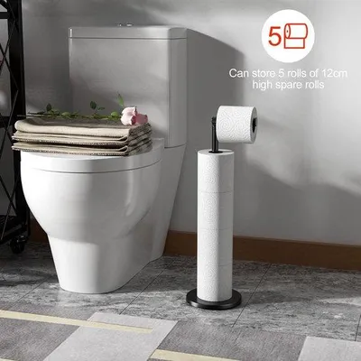 Produktbild von Famanu Toilettenpapierhalter freistehend, aus Edelstahl, ohne Bohren, schwarz