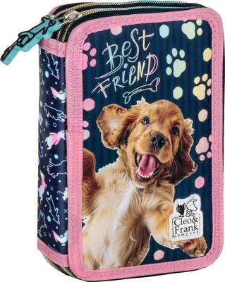Produktbild von Süßer Hund Federtasche gefüllt 2 Fach Federmäppchen Stifte Etui Federmappe
