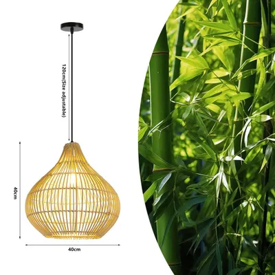 Image de Immax BOHO PELO, suspension design, 40 x 40 cm. E27, rotin naturel