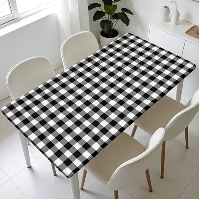 Obrázek produktu pro Elastická ubrus 120x80 cm, černá, kostkovaná, omyvatelná, voděodolná