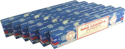 Produktbild von Nag Champa Sai Baba Agarbatti Räucherstäbchen blau Räucherwerk 6 Packs a 15g