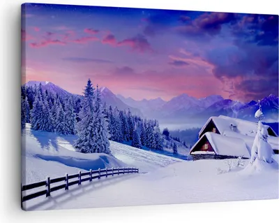 Produktbild von Bild auf Leinwand - Leinwandbild - Winter Landschaft Frost Schnee - 70x50cm - Wand Bild - Wanddeko - Leinwanddruck - Bilder - Kunstdruck - Wanddekoration - Leinwand bilder - Wandkunst - AA70x50-2315