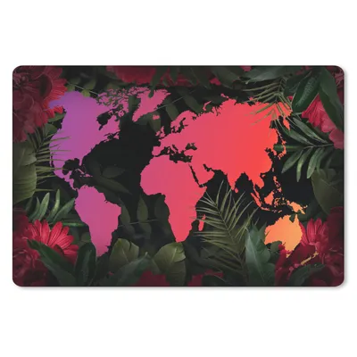 Produktbild von MuchoWow® Schreibtischunterlage Weltkarte - Farben - Dschungel 60x40 cm - XXL Mauspad - Großes Mauspad